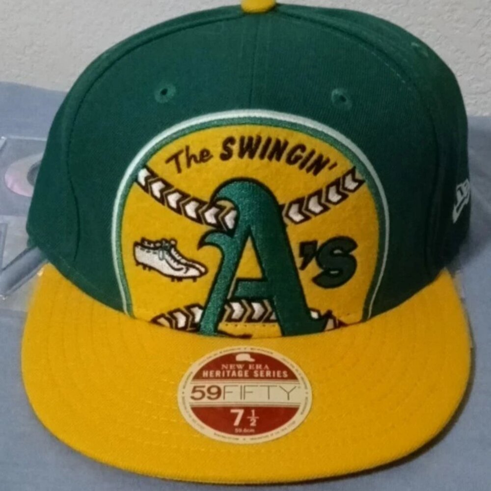 Oakland Athletics Hat The Swingin A's Retro Vintage New Era 7 1/2 Brand New